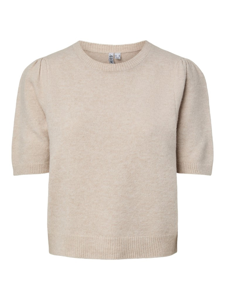 PCALYX SS O-NECK KNIT - Silver Lining