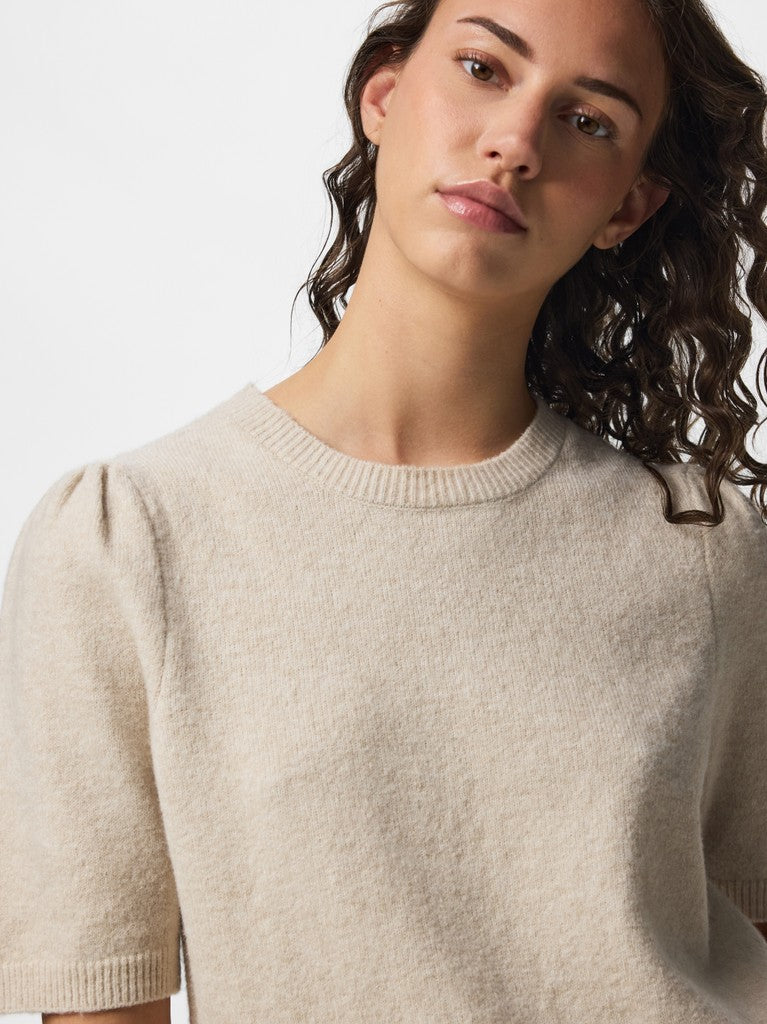 PCALYX SS O-NECK KNIT - Silver Lining