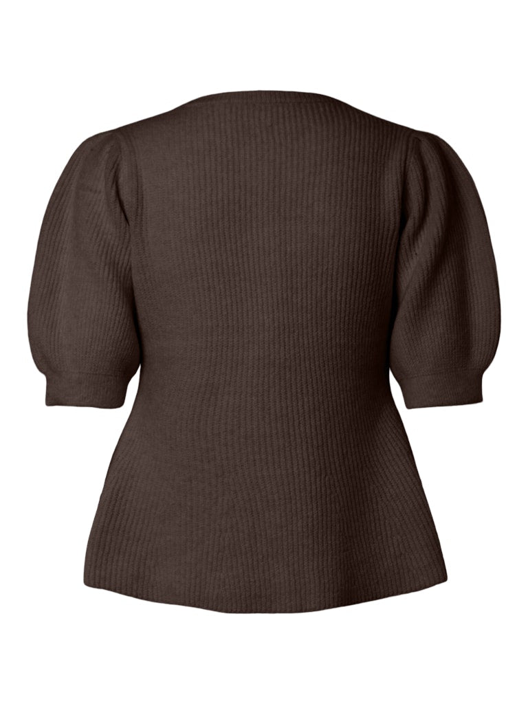 PCSILLY SS PUFF KNIT CARDIGAN - Hot Fudge