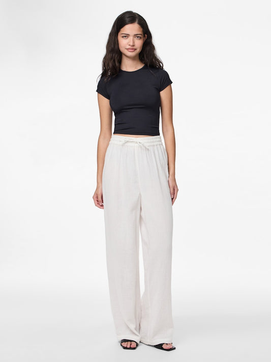 PCSASTINA HW WIDE PANTS - Cloud Dancer