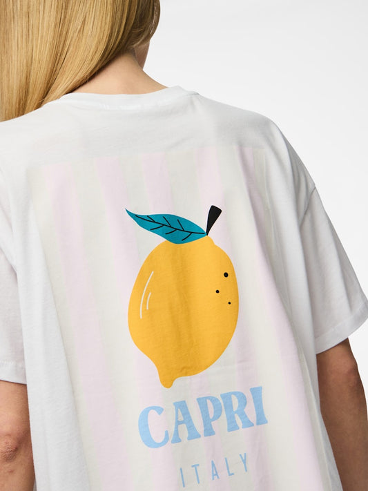 PCALIFI SS OVERSIZE TEE - Bright White/Capri