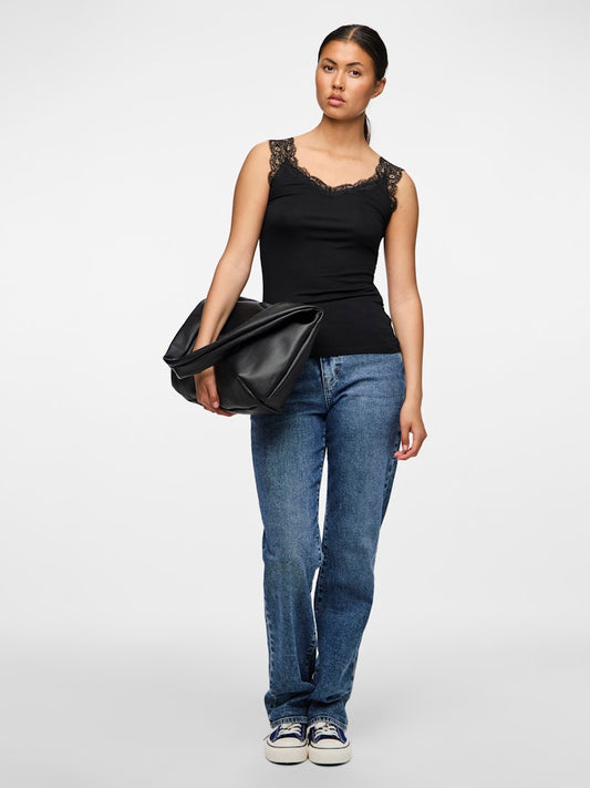 PCBARBERA LACE TOP - Black