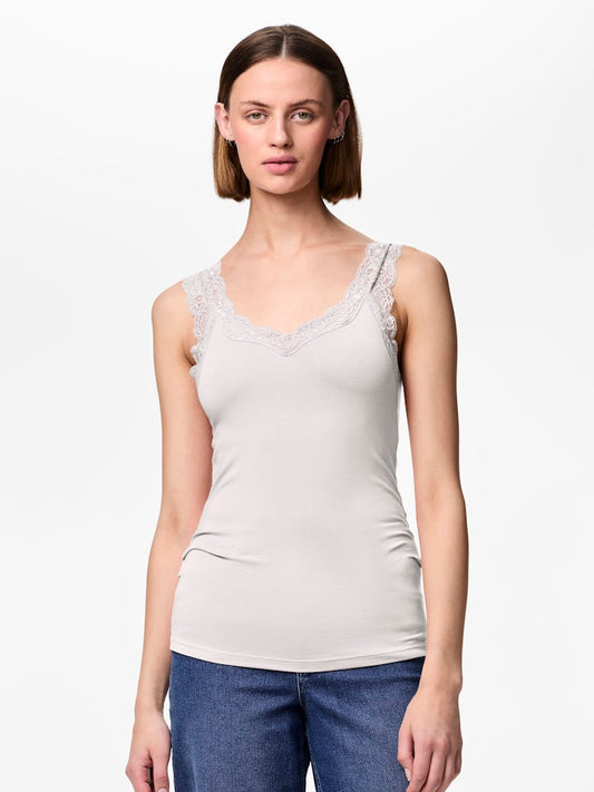 PCBARBERA LACE TOP - Bright White