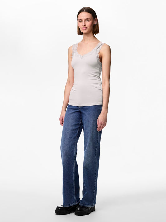 PCBARBERA LACE TOP - Bright White