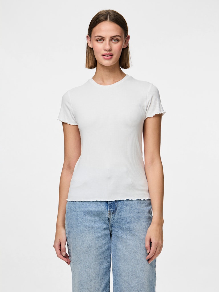 PCNICCA SS O-NECK TOP - Bright White