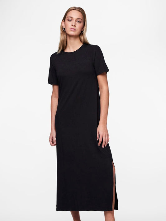 PCSOFIA SS T-SHIRT MAXI DRESS - Black