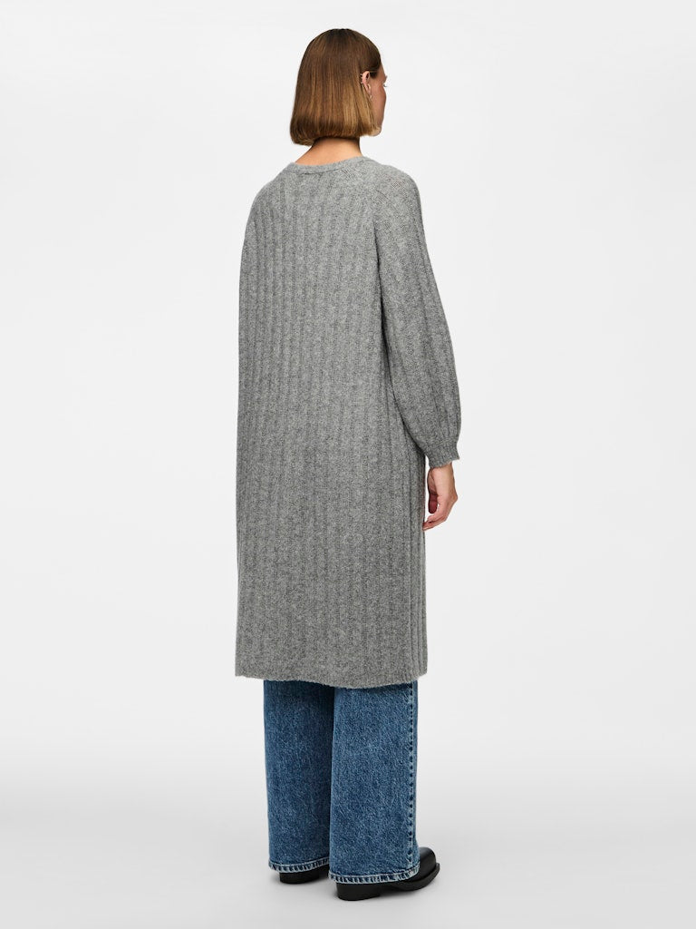 PCMAGGY LS LONG KNIT CARDIGAN - Medium Grey Melange