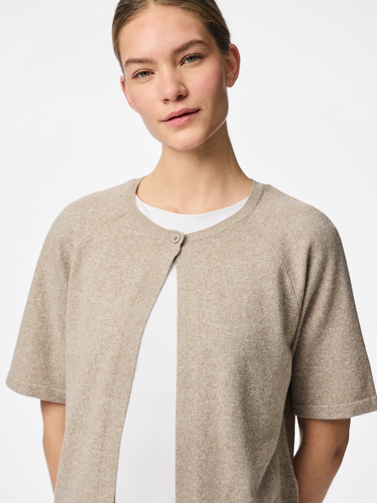 PCBREE SS O-NECK KNIT CARDIGAN - Crockery