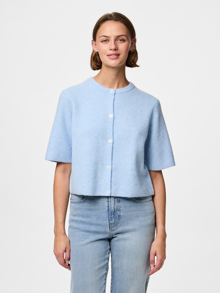 PCSILLY SS O-NECK KNIT CARDIGAN - Cashmere Blue