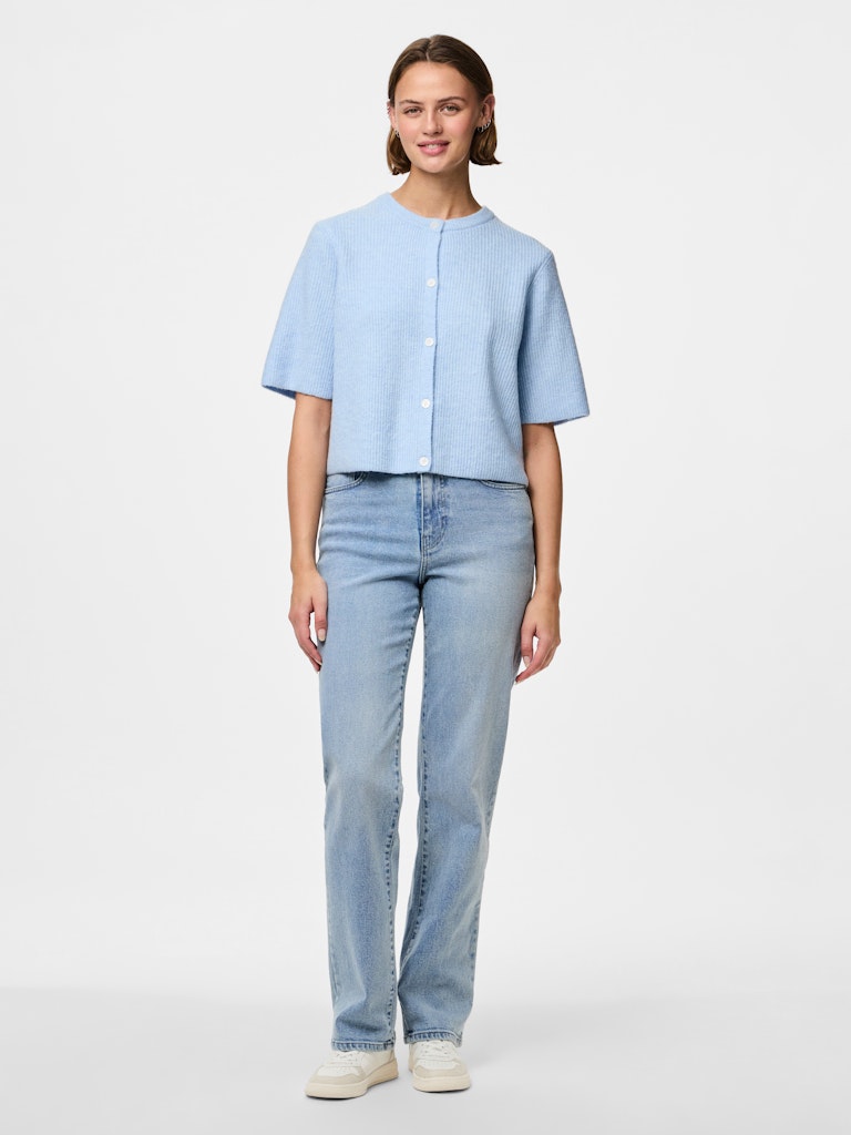 PCSILLY SS O-NECK KNIT CARDIGAN - Cashmere Blue