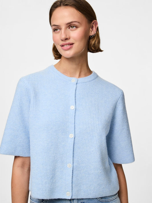 PCSILLY SS O-NECK KNIT CARDIGAN - Cashmere Blue