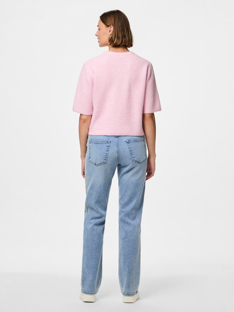 PCSILLY SS O-NECK KNIT CARDIGAN - Roseate Spoonbill