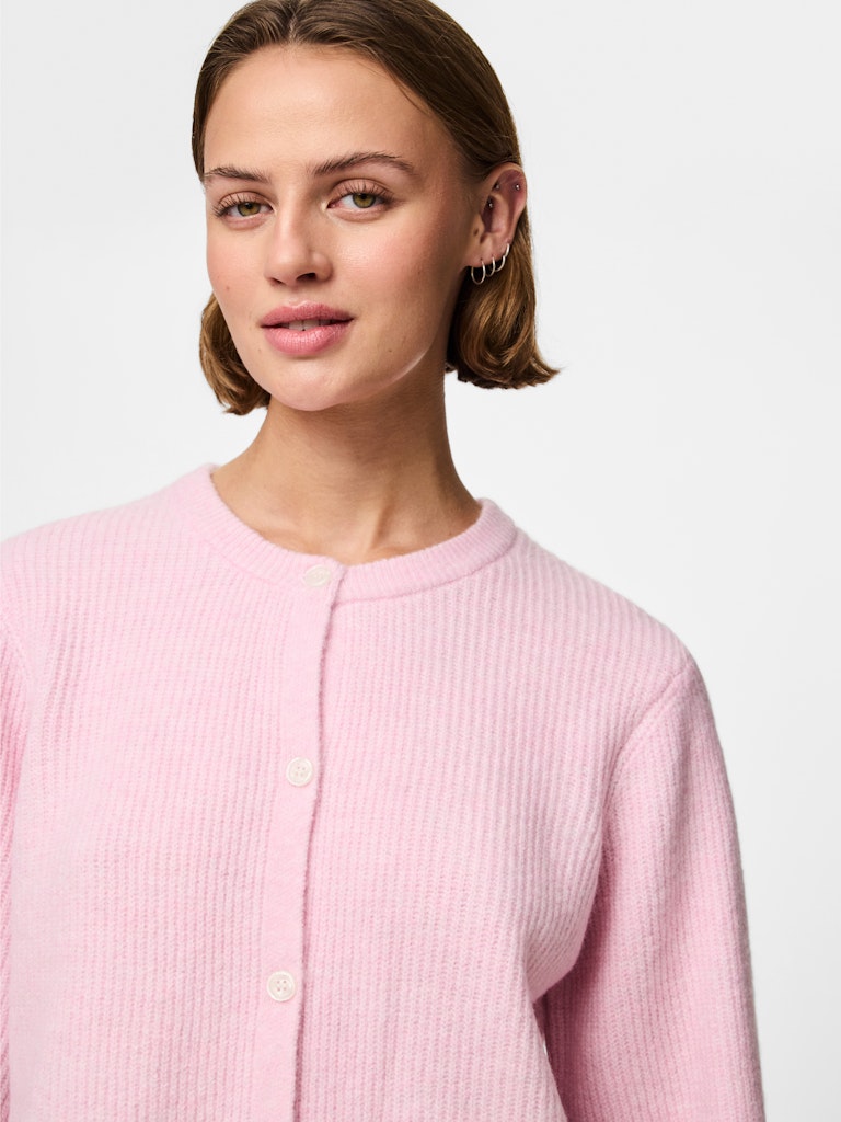 PCSILLY SS O-NECK KNIT CARDIGAN - Roseate Spoonbill