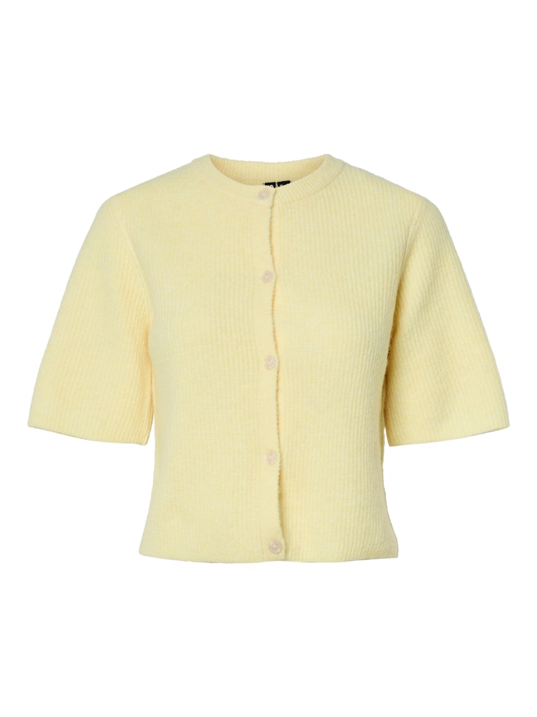 PCSILLY SS O-NECK KNIT CARDIGAN - Pale Banana