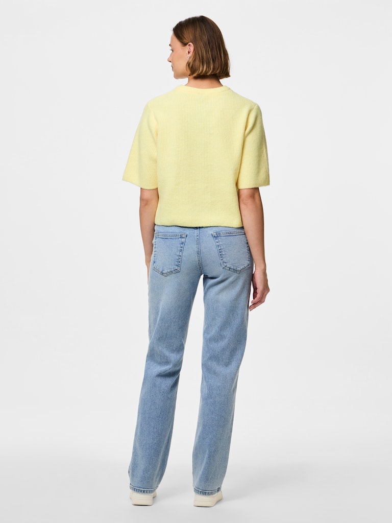 PCSILLY SS O-NECK KNIT CARDIGAN - Pale Banana