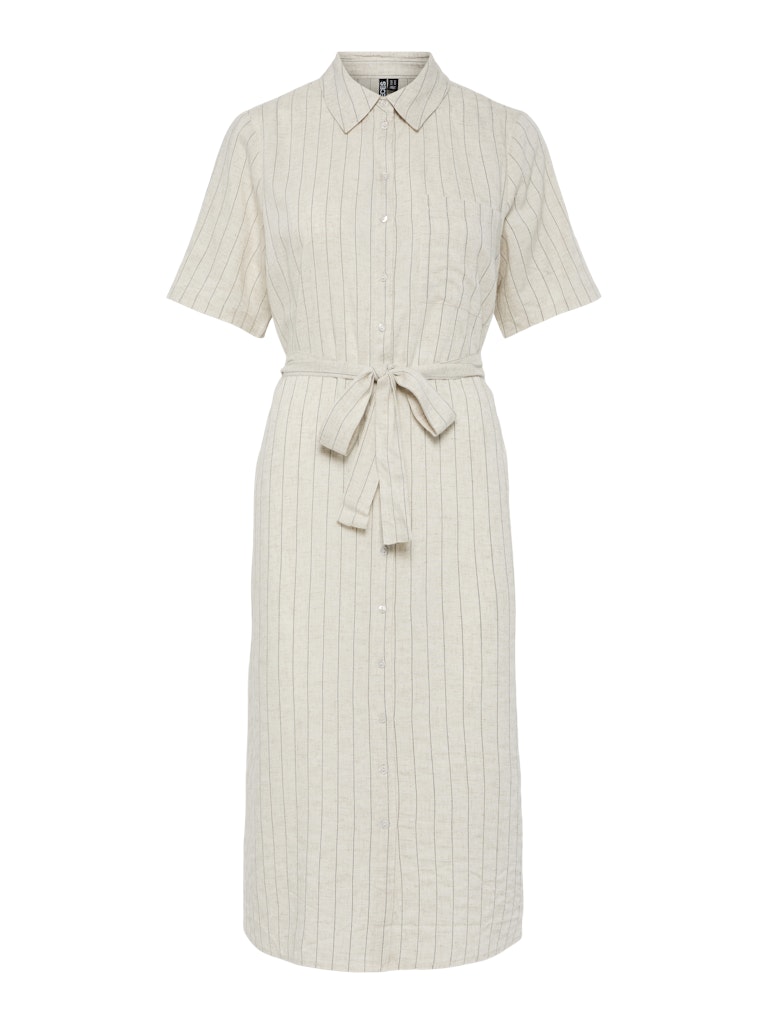 PCPIA 2/4 MIDI SHIRT DRESS - Birch/Black Stripes