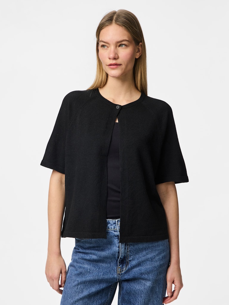 PCBREE SS O-NECK KNIT CARDIGAN - Black