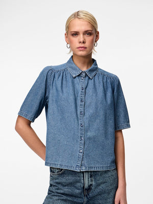 PCMAG SS DENIM SHIRT - Medium Blue Denim