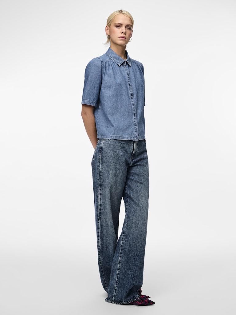 PCMAG SS DENIM SHIRT - Medium Blue Denim