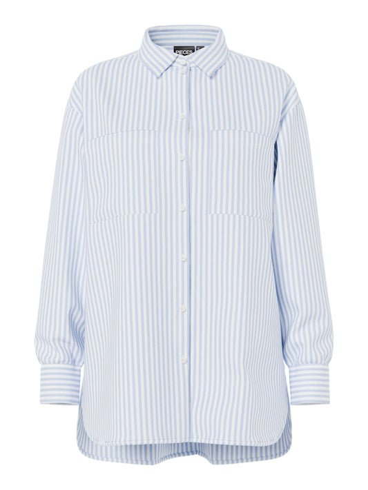 PCMELIA LS LOOSE SHIRT - Bright White/Grape Mist