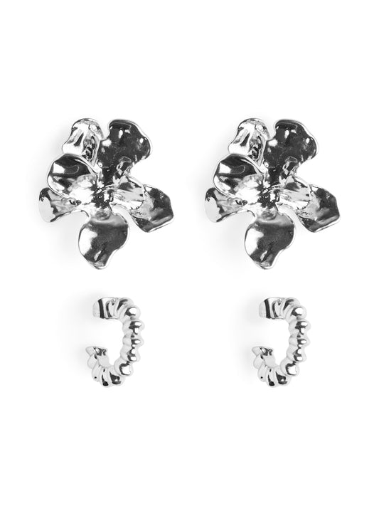 PCLILI 2-PACK EARRINGS - Silver