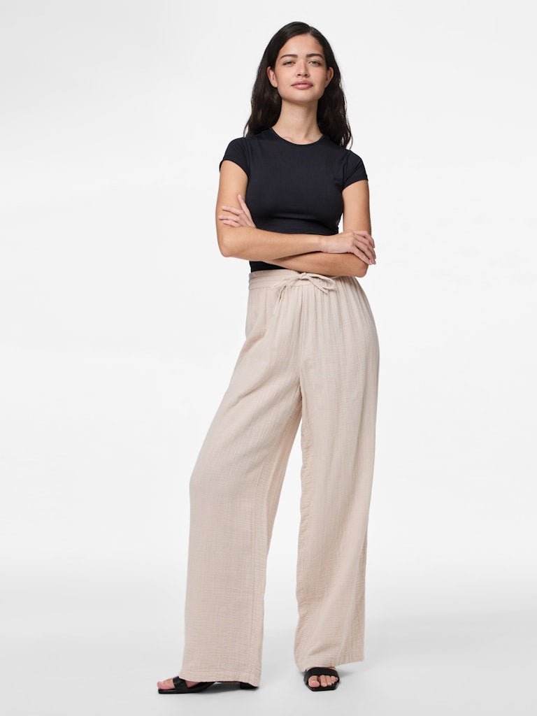 PCSASTINA HW WIDE PANTS - Silver Lining