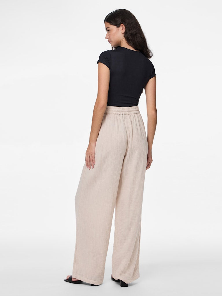 PCSASTINA HW WIDE PANTS - Silver Lining
