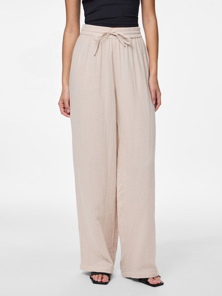 PCSASTINA HW WIDE PANTS - Silver Lining