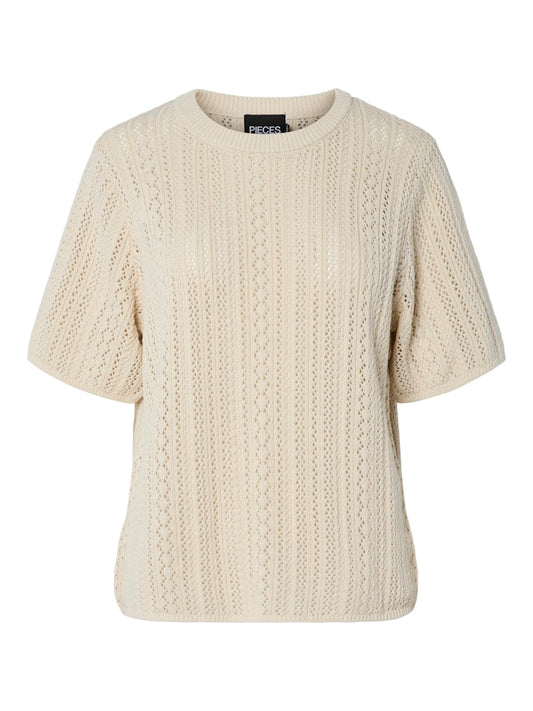 PCNUKA SS O-NECK KNIT - Birch