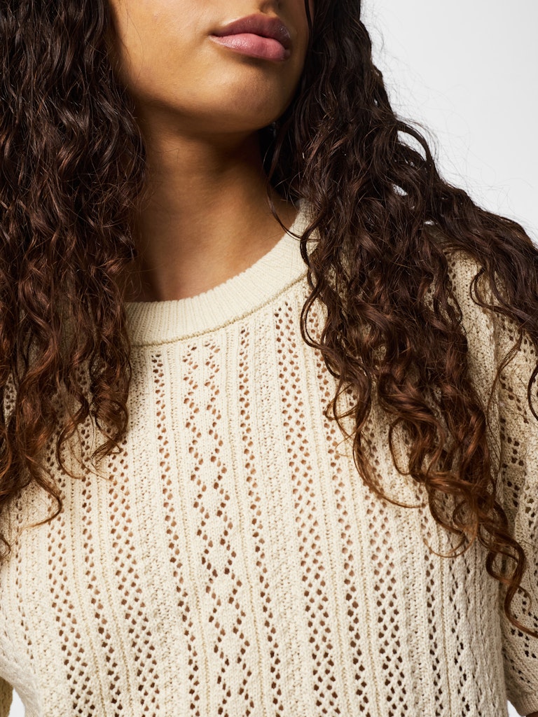 PCNUKA SS O-NECK KNIT - Birch