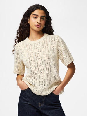 PCNUKA SS O-NECK KNIT - Birch