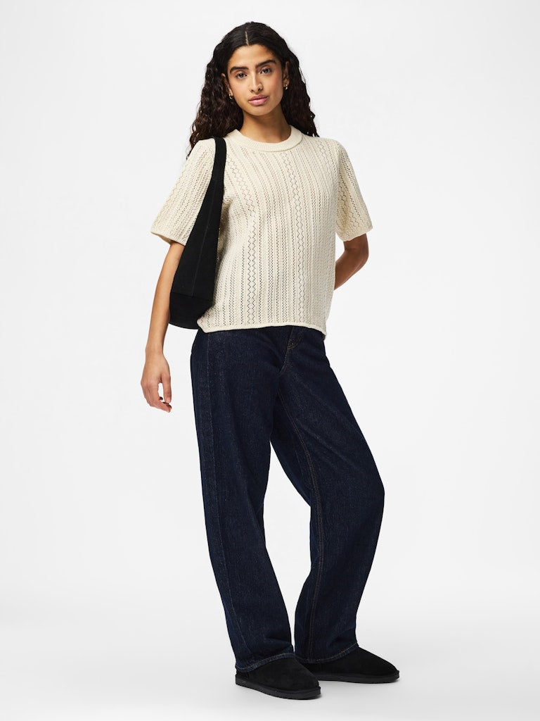 PCNUKA SS O-NECK KNIT - Birch