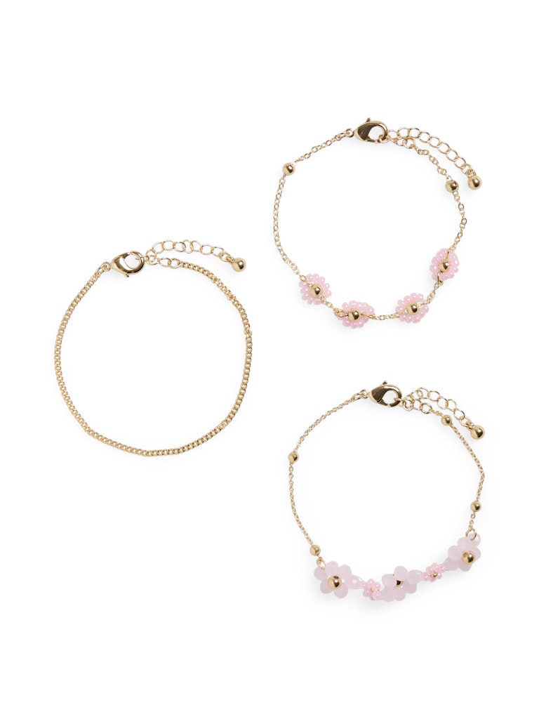 PCBERIT M BRACELET 3-PACK - Gold Colour/Pink
