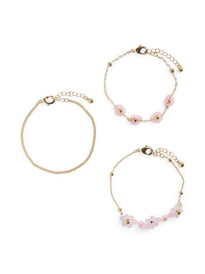 PCBERIT M BRACELET 3-PACK - Gold Colour/Pink