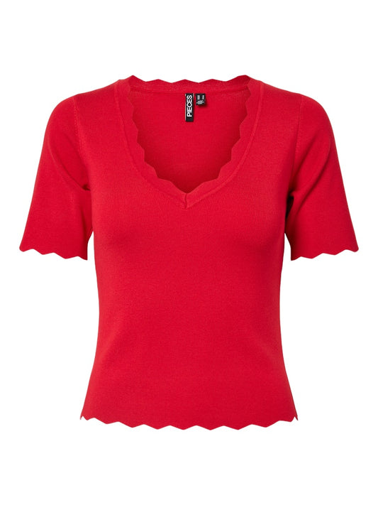 PCJULINE SS V-NECK KNIT - Adrenaline Rush