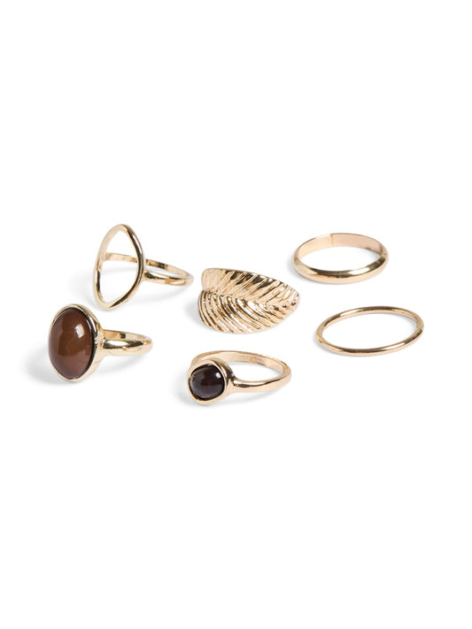 PCKIKI A RING 6-PACK - Gold Colour