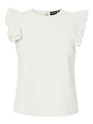 PCSASTINA SL O-NECK TOP - Cloud Dancer