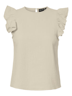 PCSASTINA SL O-NECK TOP - Silver Lining