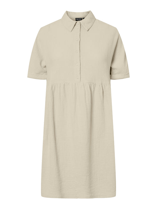 PCSASTINA SS SHIRT DRESS WIDE - Silver Lining