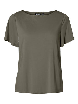 PCANORA SS SLIT TOP - Dusty Olive