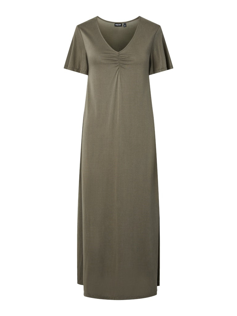 PCANORA SS V-NECK NEW DRESS - Dusty Olive