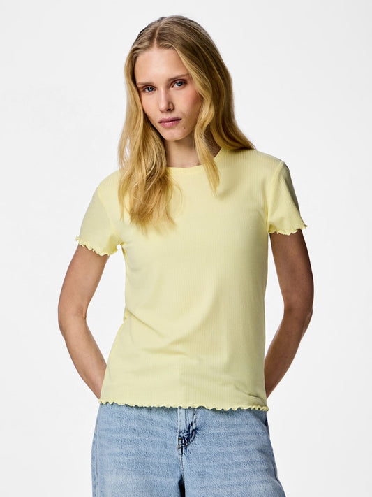 PCNICCA SS O-NECK TOP - French Vanilla