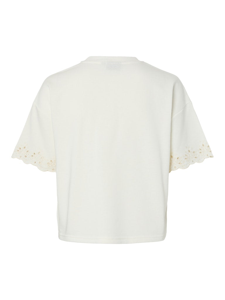 PCCHILLI SUMMER SS BRODERI TEE - Cloud Dancer