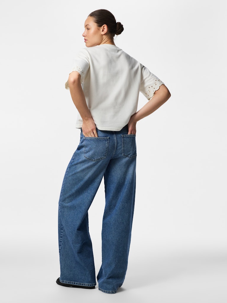PCCHILLI SUMMER SS BRODERI TEE - Cloud Dancer