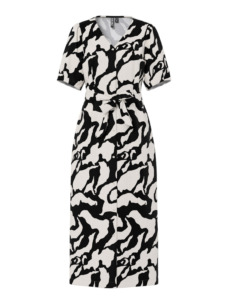 PCTARLEM 2/4 ANKLE DRESS - Egret/Black Graphic