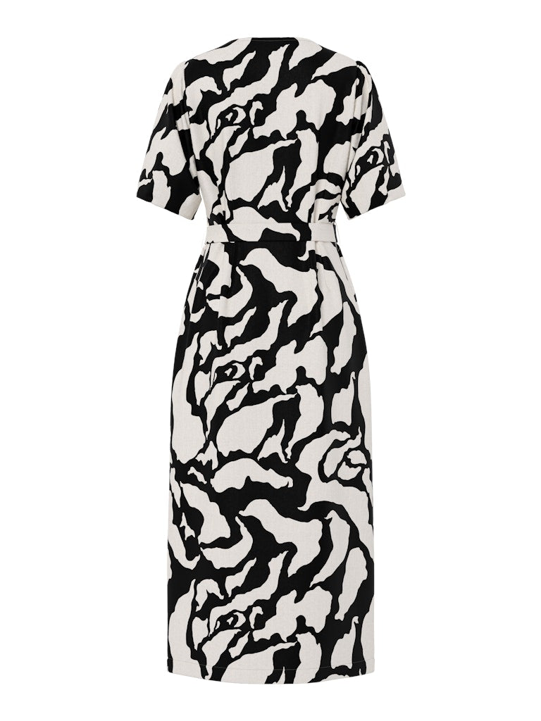 PCTARLEM 2/4 ANKLE DRESS - Egret/Black Graphic