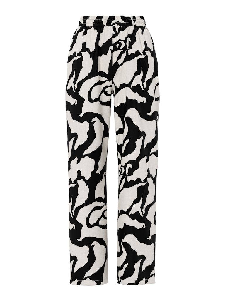 PCTARLEM HW PANTS - Egret/Black Graphic