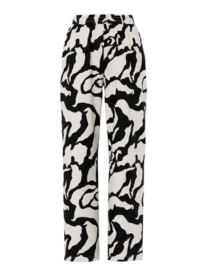 PCTARLEM HW PANTS - Egret/Black Graphic