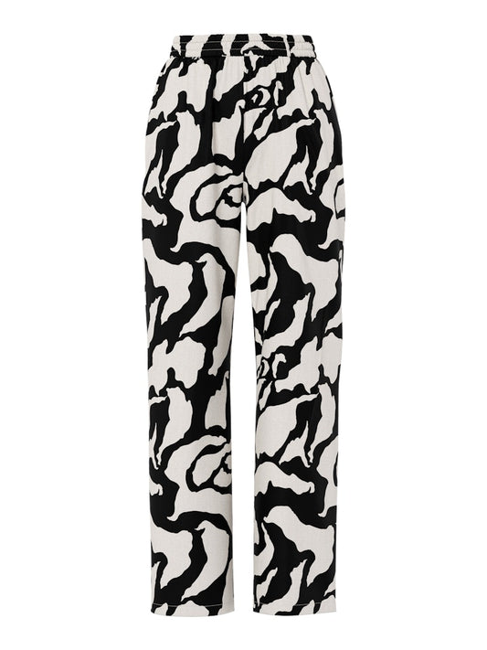 PCTARLEM HW PANTS - Egret/Black Graphic