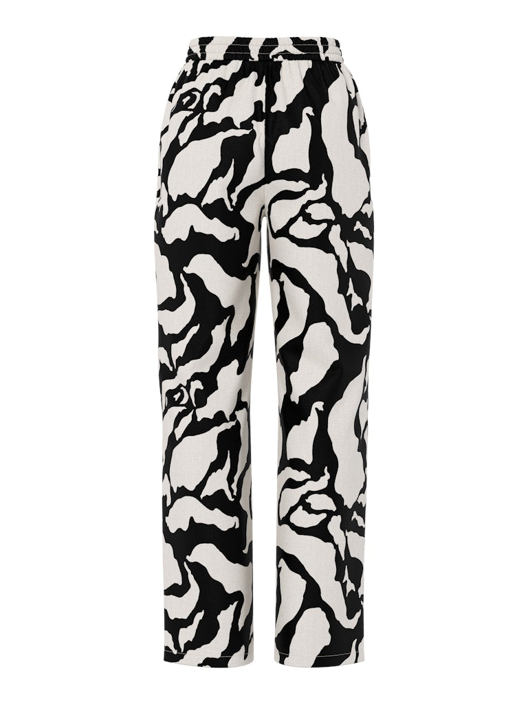 PCTARLEM HW PANTS - Egret/Black Graphic